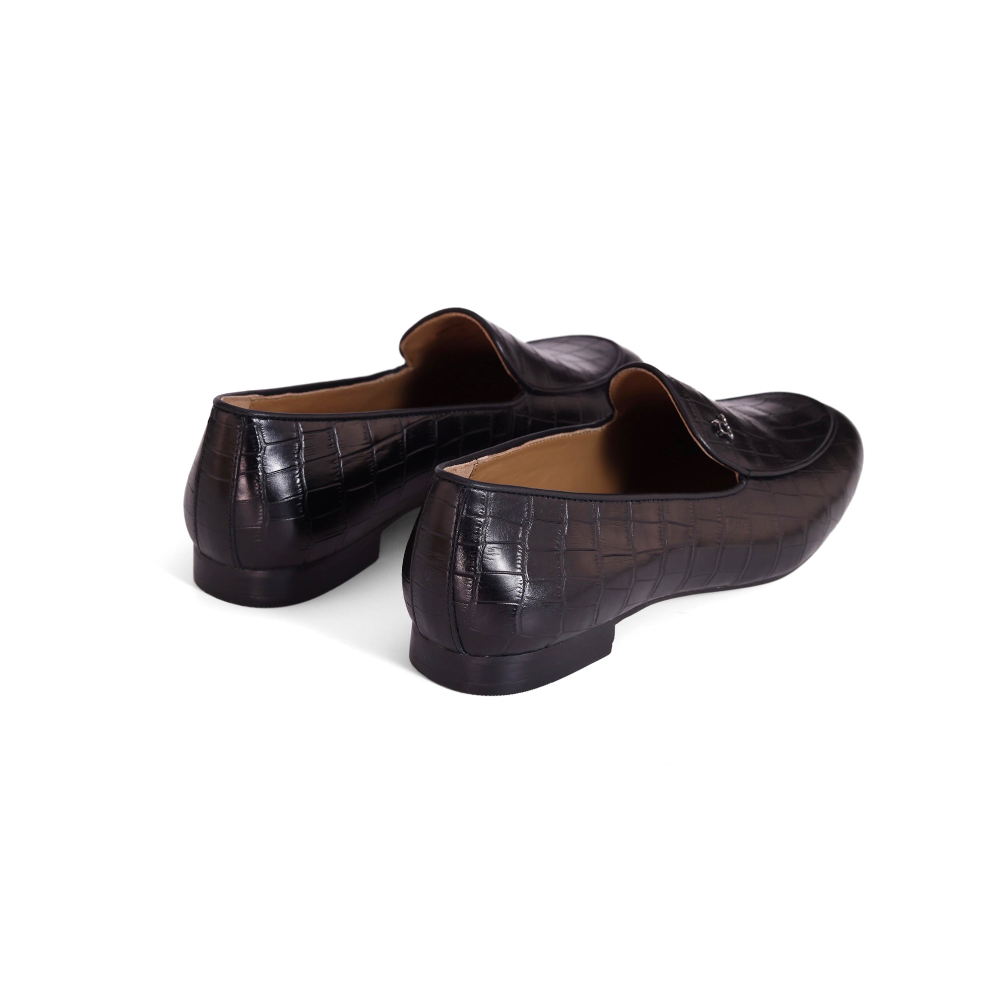 AiciBerllucci -Bee2- Black Crocodile Pattern Cowhide Women's Loafers & Slip-Ons Comfortable Wide Loafers for Women Casual Women's Flats Driving Shoes