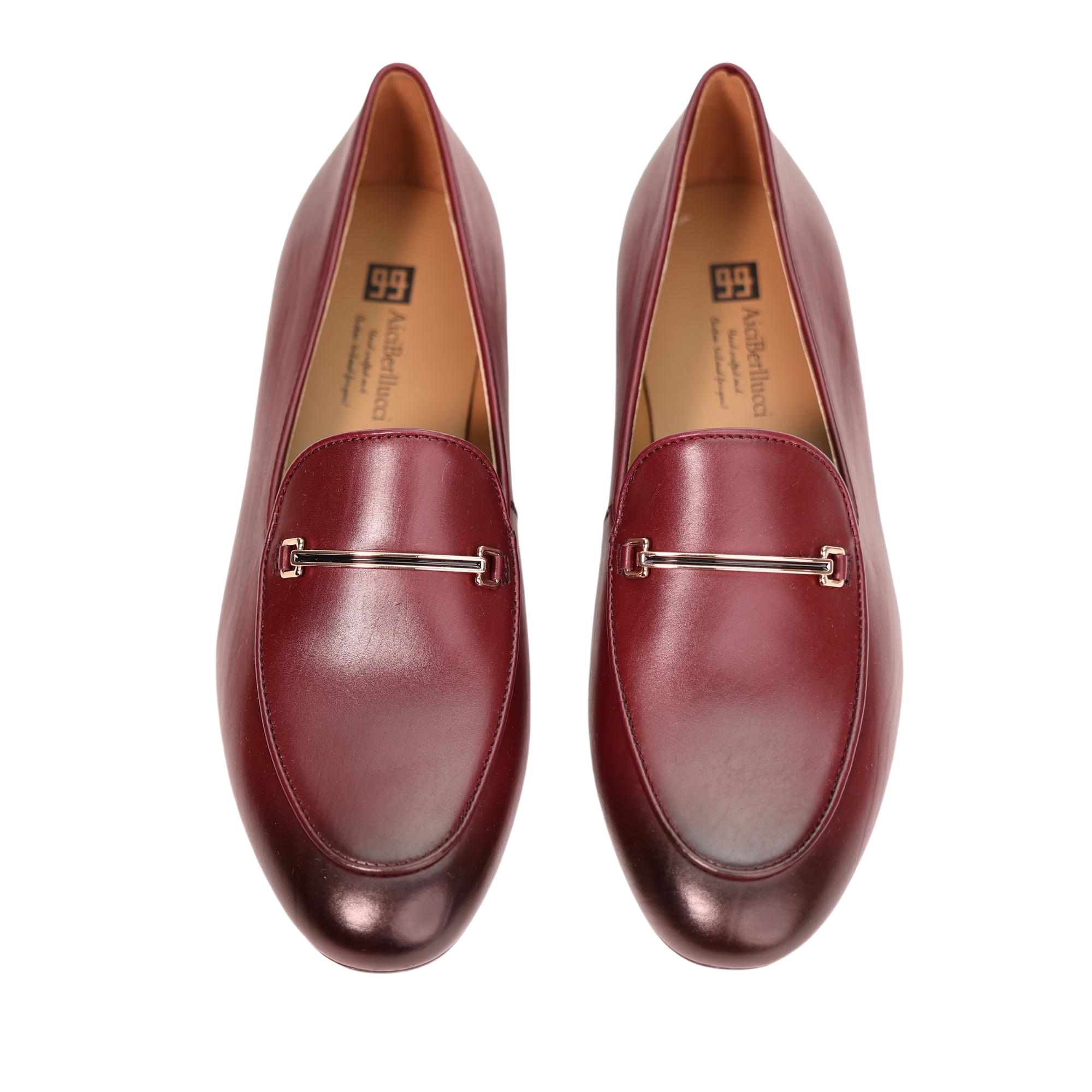 AiciBerllucci Prime Women's Leather Loafer Shoes Casual Flat Shoes for  Women Ladies Burgundy Calfskin