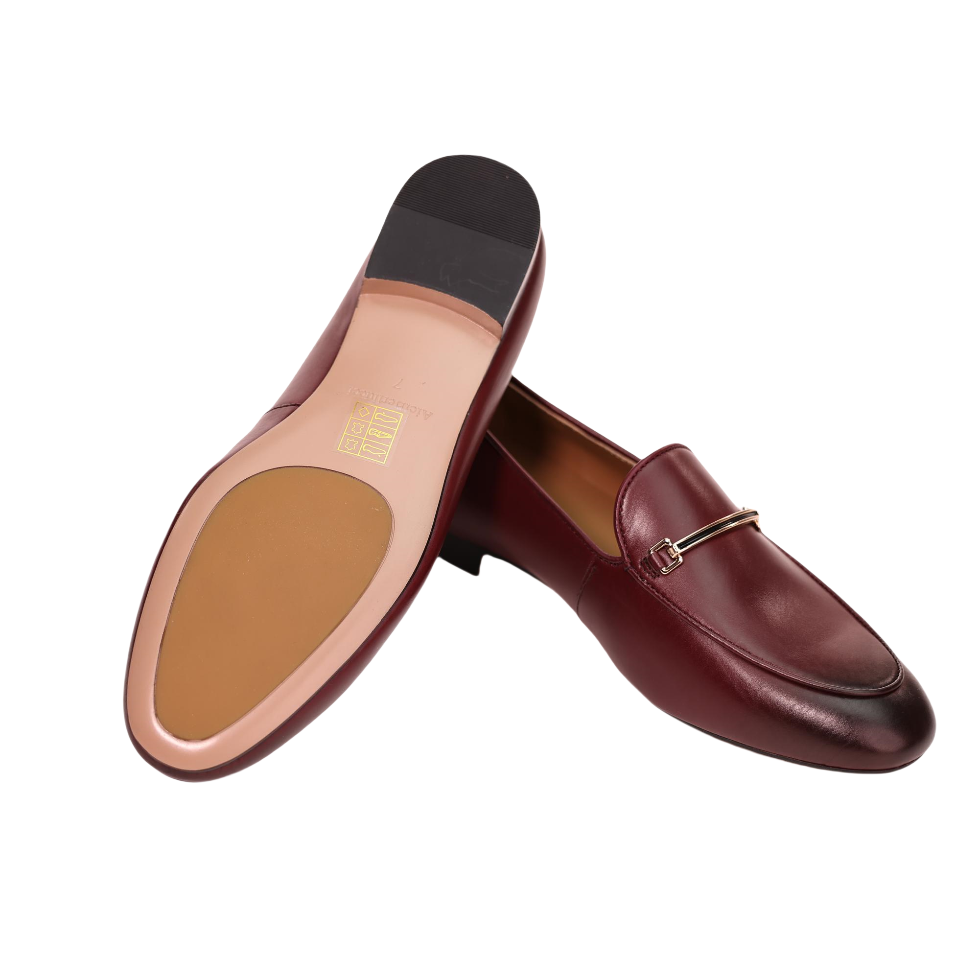 AiciBerllucci Prime Women's Leather Loafer Shoes Casual Flat Shoes for  Women Ladies Burgundy Calfskin