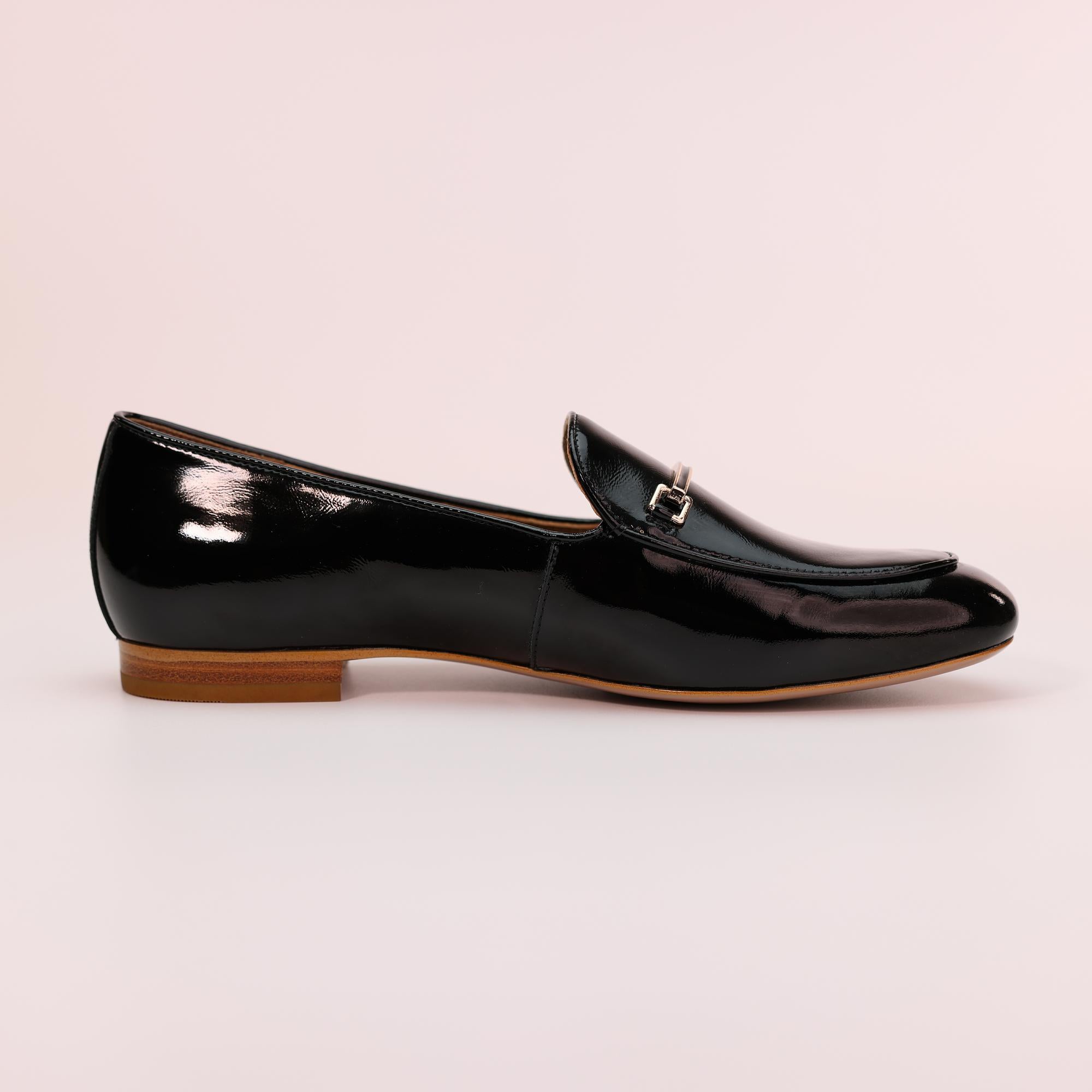 AiciBerllucci Black Patent Leather upper  and Sheepskin lining- Prime-Women's Leather Loafer- Sleek Loafers Slip on Shoes-Casual Flat Shoes