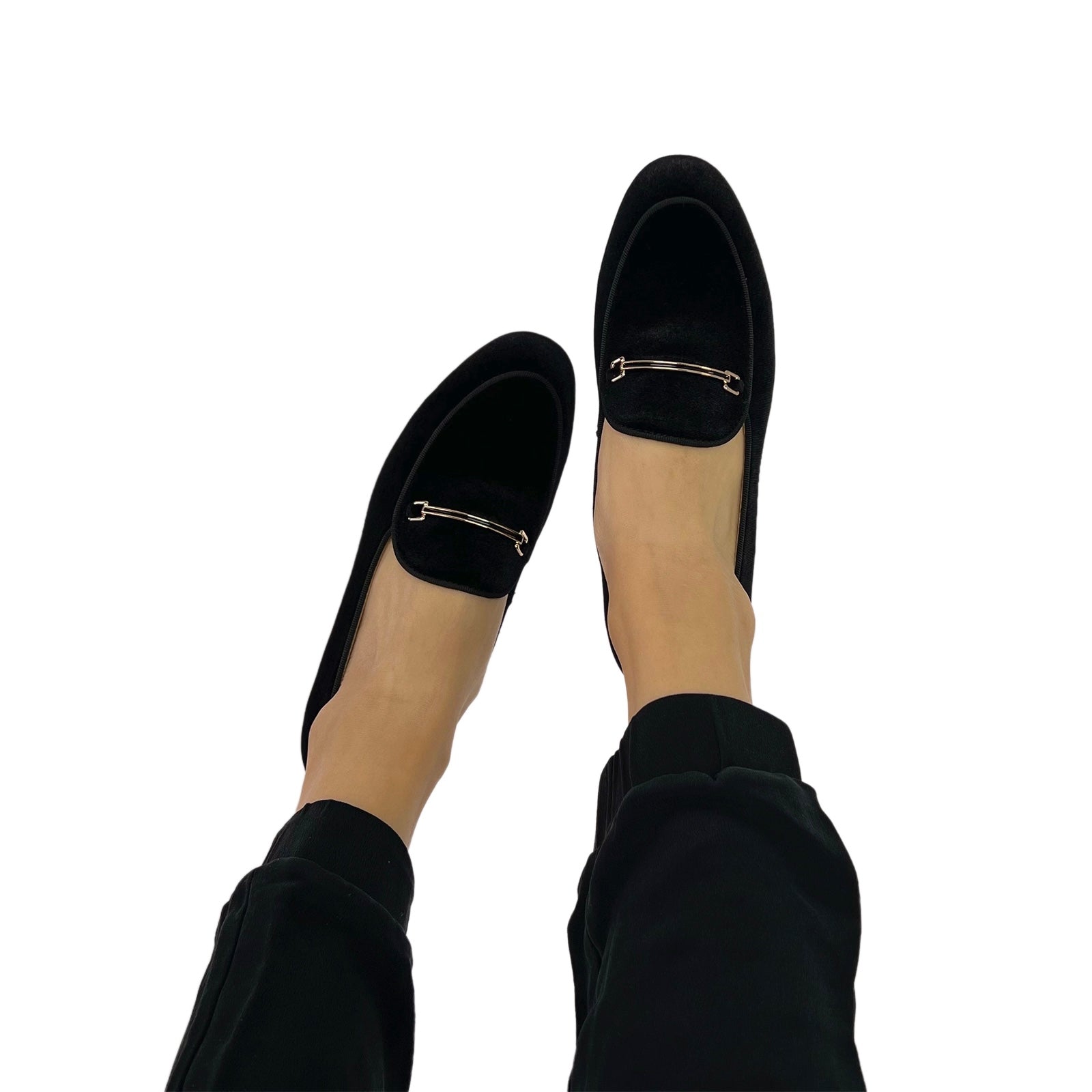 AiciBerllucci Black Velvet upper  and Sheepskin lining- Prime-Women's Leather Loafer- Sleek Loafers Slip on Shoes-Casual Flat Shoes