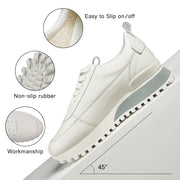 Jackie Shi Womens Platform Sneakers,Height Increase Elevator Shoes, 2 inches Non-Slip Fashion Leather Sneakers,Walking Causal Shoes,Comfortable Shoes Memory Foam Womens Fashion Sneakers