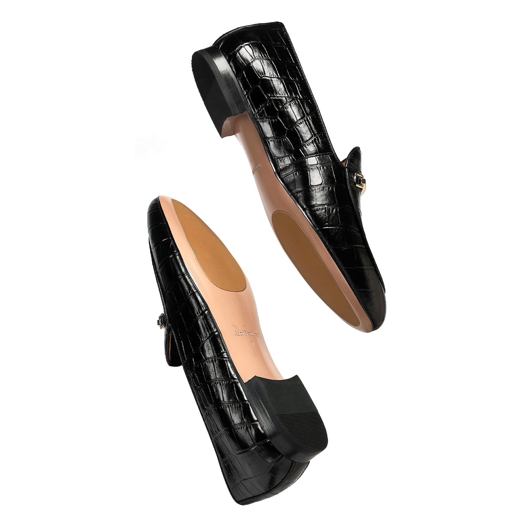 AiciBerllucci  Prime  Black Crocodile Embossed Leather  Women's Loafers & Slip-Ons Comfortable Wide Loafers for Women Casual Women's Flats Driving Shoes