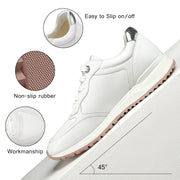 Jackie Shi Women Fashion Sneakers-LARIS1-Genuine Leather Casual Sneakers, Comfortable Tennis Running Shoes, Non-Slip Memory Foam Sneaker,Urban Leather White